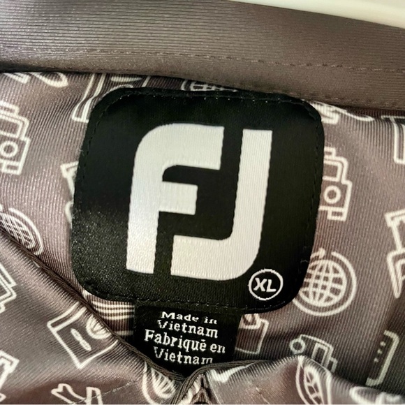 FootJoy Lisle Travel Print Collar Golf Polo grey white size extra large - Picture 9 of 10